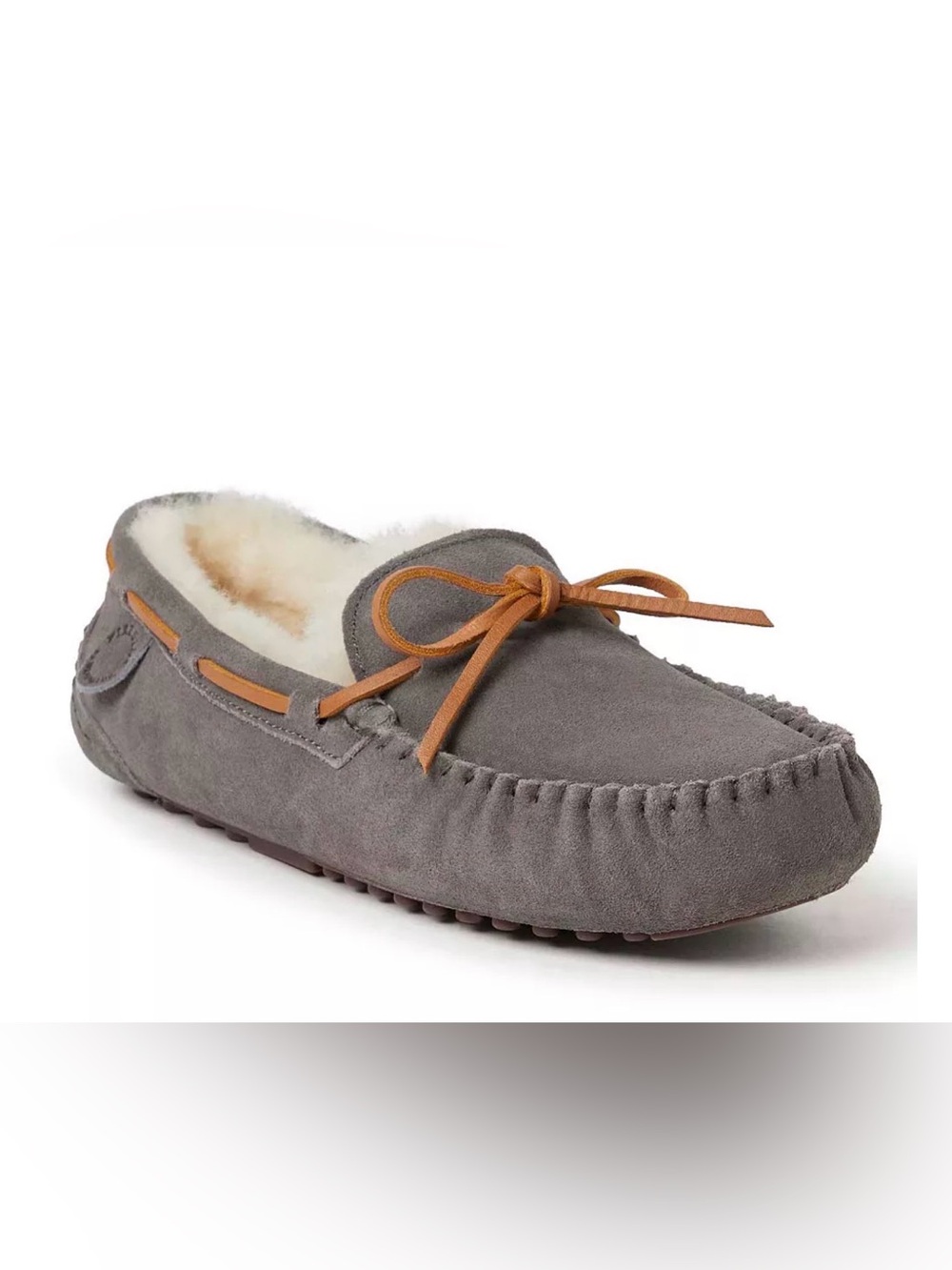 Dearfoams Men's Fireside By Victor Genuine Shearling Moccasin Slipper